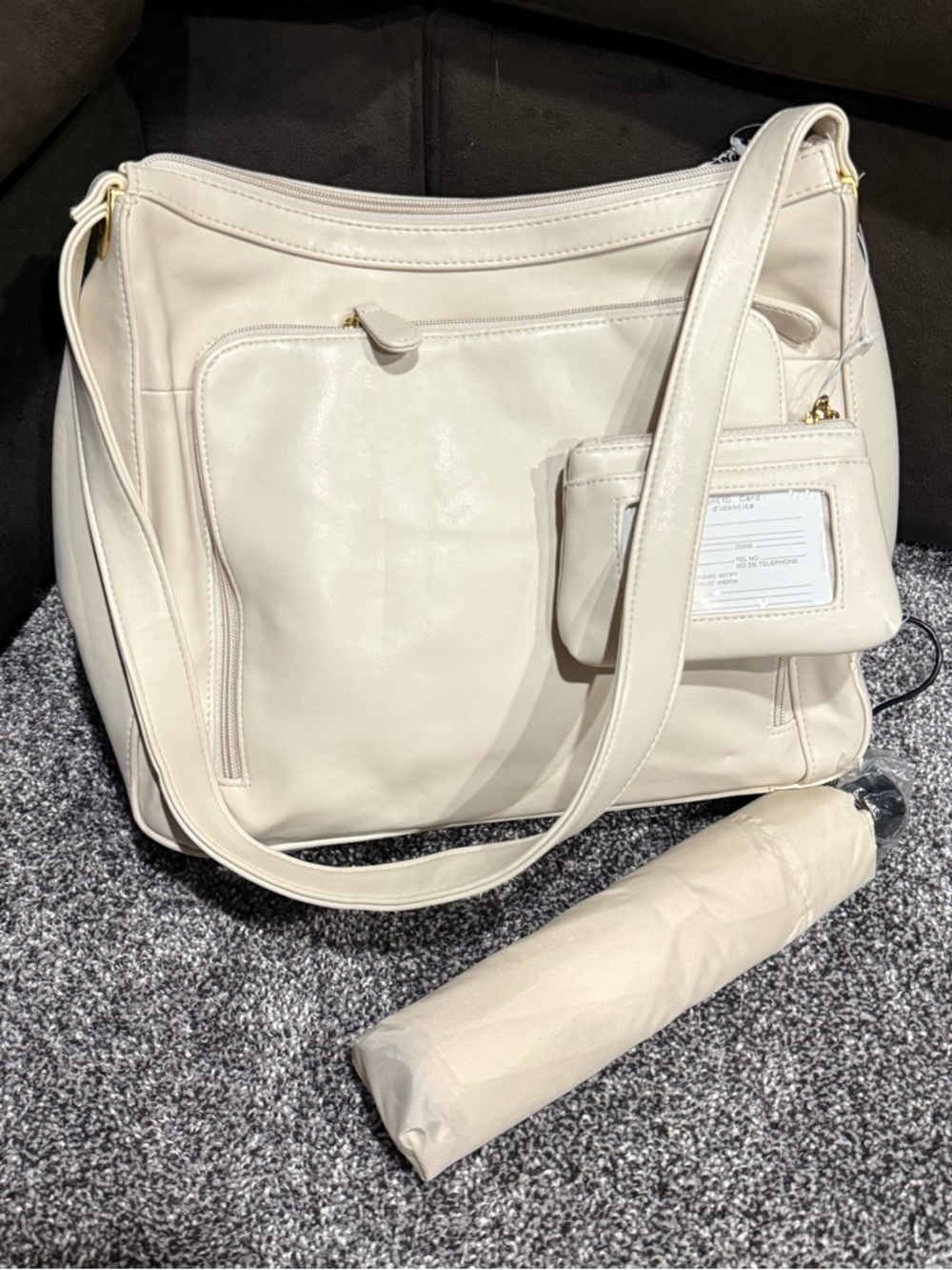 Worthingtons Beige Cream Accessibles Satchel Umbrella Glasses Case Wallet NWT